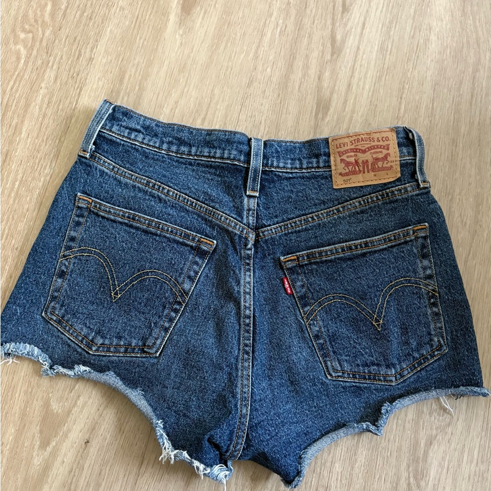 Levi's Blue Jean Shorts with Frayed Hem